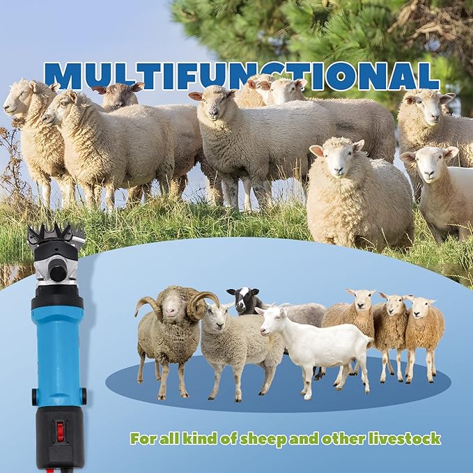 Sheep Shears Electric 690W 2400RPM Professional Heavy Duty Shearing Clipper with 6 Speed, for Shaving Fur Wool in Sheep, Goat, Cattle, and Other Farm Livestock Pet, with Grooming Carrying Case