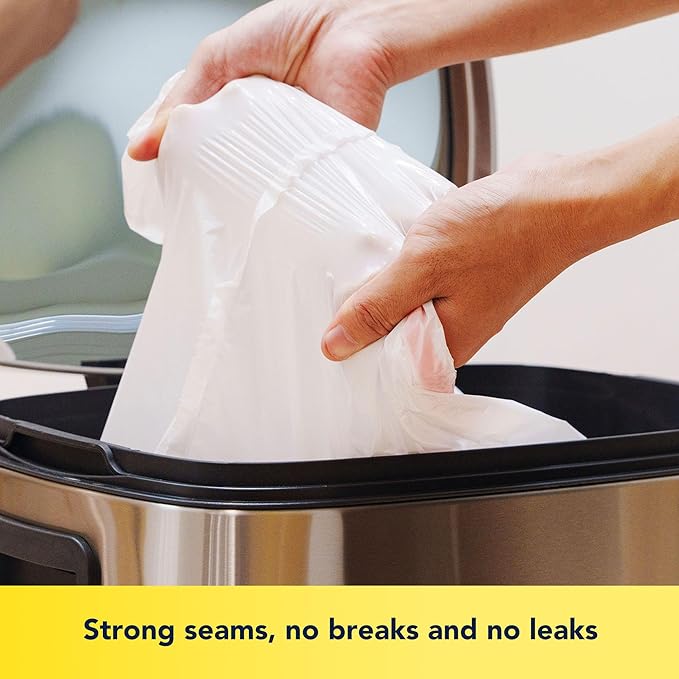 13 Gallon Tall Kichen Trash Bags, Lemon Scented 200 Count Drawstring Garbage Bags, Pre-Separated, Odor Control, Ultra Strong, Leakproof, Sturdy, White