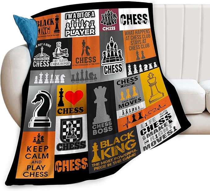 Chess Blanket Throw Blanket Soft Warm Cozy Fuzzy Plush Chess Throw Blanket Gifts for Lovers Girls Women Dog Stuff Lightweight Fleece Flannel Gift Blankets for Kids Adults 40"X50"