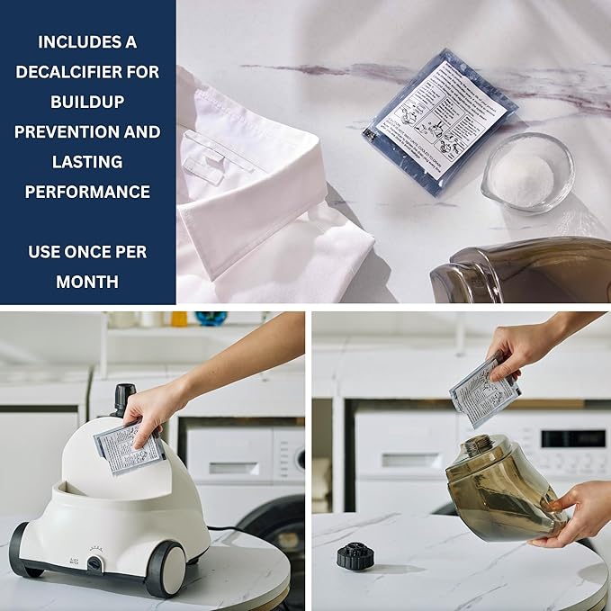 SALAV GS18 Full-Size Clothes Steamer - 1500W Power, 1.8L Water Tank, 60-Min Garment Steam, Iron Clothing, Adjustable Pole & Wheels for Easy Storage, Professional Standing Steamer for Clothes, White