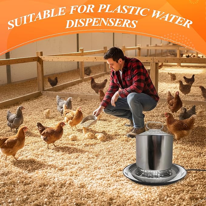 2 PCS Chicken Water Heater for Winter 110V 38W Poultry Drinker Heater Base Surface Temperature can Reach About 140 Fahrenheit Degree Chicken Waterer Electric Deicer Heated Base (10.8 Inch, Black)