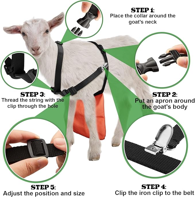 Kajaia 2 Pcs Goat Apron Anti Breeding, Anti Mating Skirt Sheep Skirt Control Buck with Adjustable Chest Strap and Collar for Goats and Sheep M Size