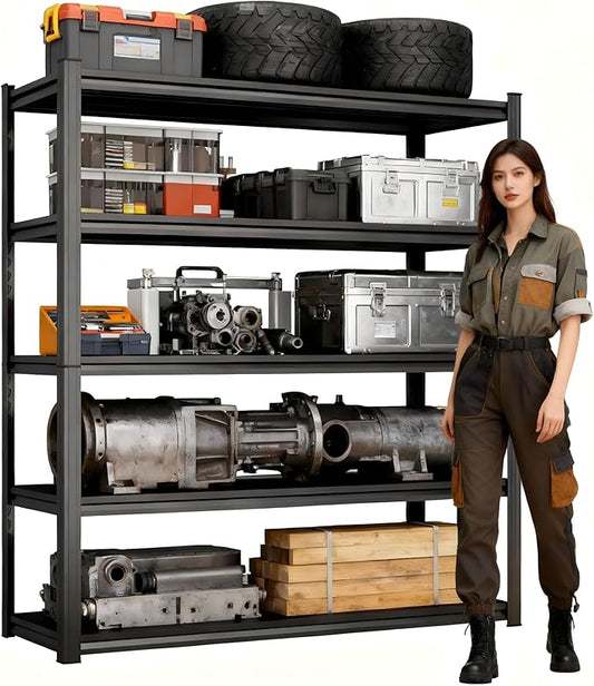 Garage Storage Shelves Heavy Duty，5-Tier Metal Garage Shelving Unit 40''W*18''D*78''H，Adjustable 3020 lbs Shelf, Upgraded Reinforced Double-Layer Columns for Basement Kitchen Laundry room Pantry