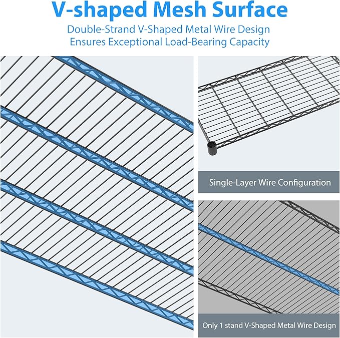 Homdox 60”W Storage Shelves, 4 Tier Heavy Duty Wire Shelving Unit with Wheels, 2400LBS Commercial Adjustable Metal Shelves for Storage, Garage Rack Pantry Shelves Kitchen Shelving, 24"x60"x72", Black