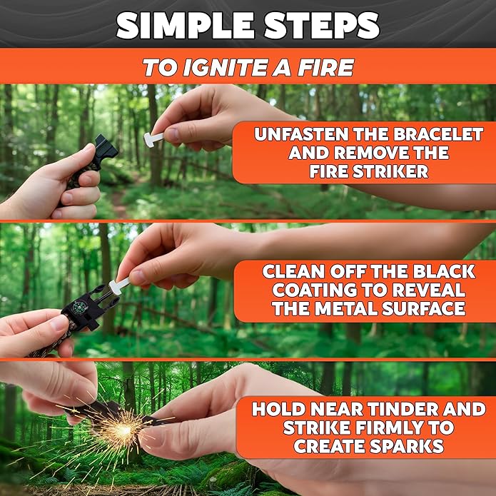 2Pack Survival Paracord Bracelet – 5-in-1 Adjustable Tactical Bracelet for Men with 10 ft Paracord, Flint Fire Starter, Compass, Whistle & Scraper – Survival Gear for Camping, Hiking, Fishing & Travel