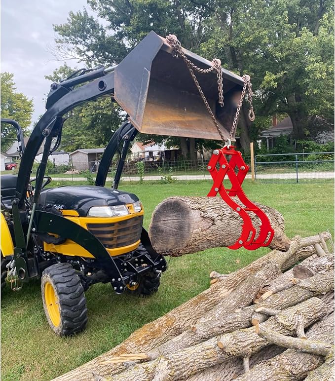 GarveeLife 32 in Log Lifting Tongs,4 Serrated Claw Hook Log Tongs,Heavy Duty Steel Swivel Dragging Tong,2200 LBS Log Grapple with Handles, Lumber Logs Skidding Tong for Tractors, Trucks