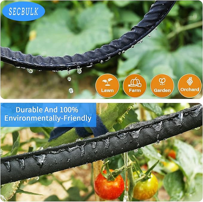 2025 Flat Soaker Hose 20 ft for Garden, 20' (10ft x 2) Linkable Drip Hose Diy Garden Irrigation System Saving 80% Water, Dual-layer Leak-free Design Water Hose with Holes