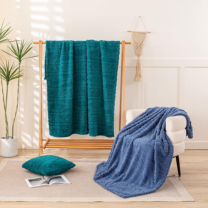 YUSOKI Sherpa Throw Blanket(Without Pillows)-3D Stylish Design Super Soft Cozy Blanket Thick Plush Fluffy Blankets for Teen Girls Women Couch Bed Sofa Chair Men Boys Gift(Teal,50"x65")