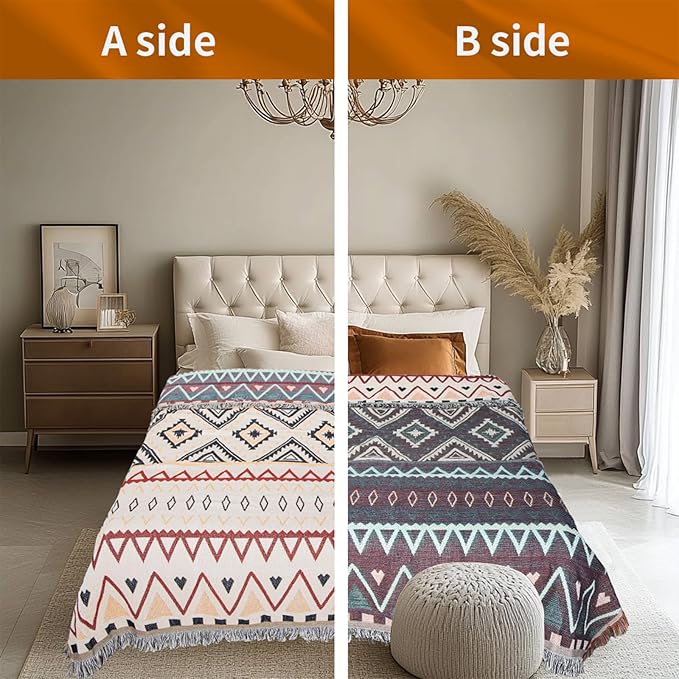 MACEVIA Western Aztec Blanket, Rustic Southwest Navajo Throw Blanket for Bedroom Decor, Tribal Tapestry in Aztec Design (50"70")