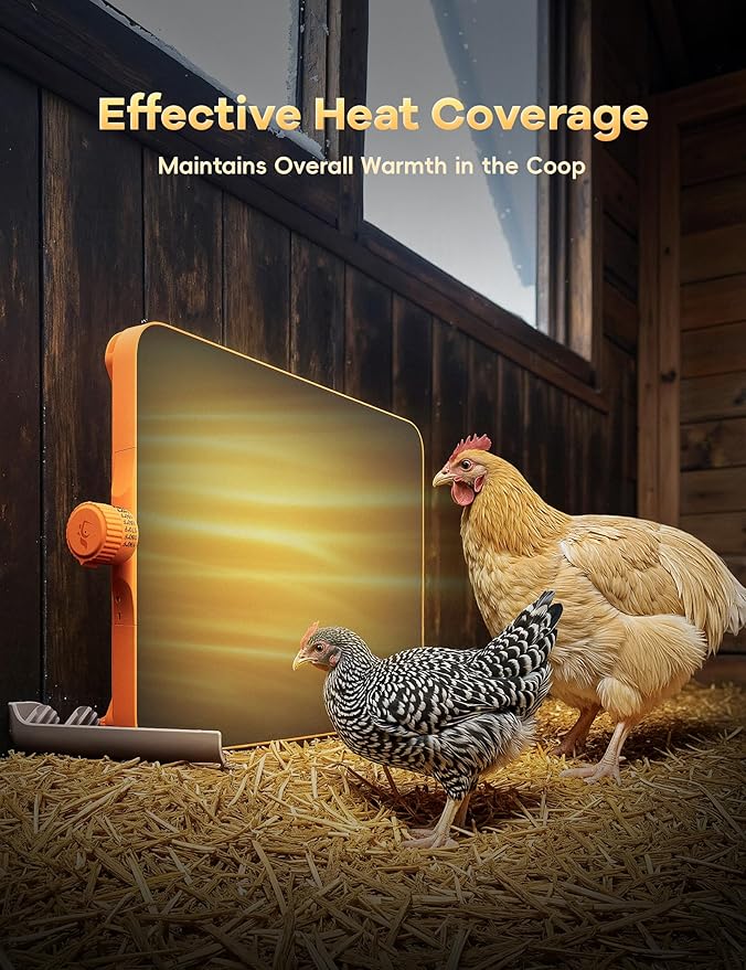 Smart Chicken Coop Heater, 200 Watts Chick Heater Built-in Adaptive Temperature Sensor, Chicken Coop Heater for Winter, Coop Heater Adaptable to Timer and Temp Controllers,UL-Compliant