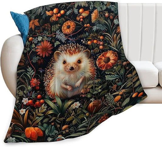Cute Hedgehog Forest Decor Super Cozy Plush Lightweight Soft Flannel Fleece Jungle Animal Blanket Gifts For Girls Boys Kids Women Men Teenager For Sofa Bed Couch 40"X50"