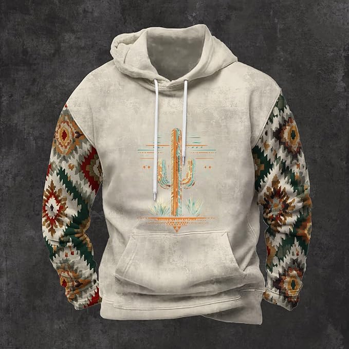 Mens Hooded Sweatshirt Vintage American Element Long Sleeve Fall Hoodie Classic Drawstring Front Pocket Pullover