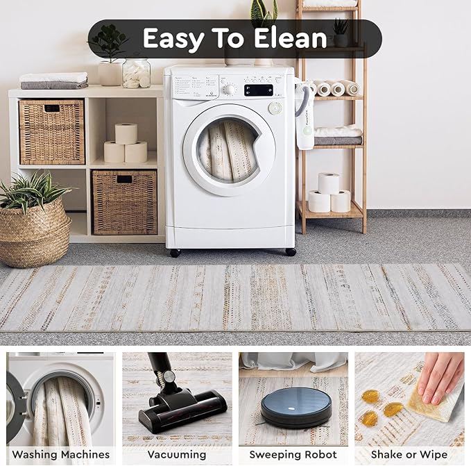 2x8 Runner Rug Machine Washable Non Slip Area Rug Distressed Neutral Moroccan Boho Rug Ultra Soft Floor Runners for Hallways for Entryway Laundry Room Kitchen, Multi-Color