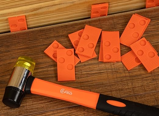 Carib Gear Pro Professional Laminate Flooring Tools Installation Kit with Tapping Block, Rubber Mallet, 44 pcs Pull Bar, and 40 pcs Spacers for Vinyl Plank, LVP, and Hardwood Laminate Floor