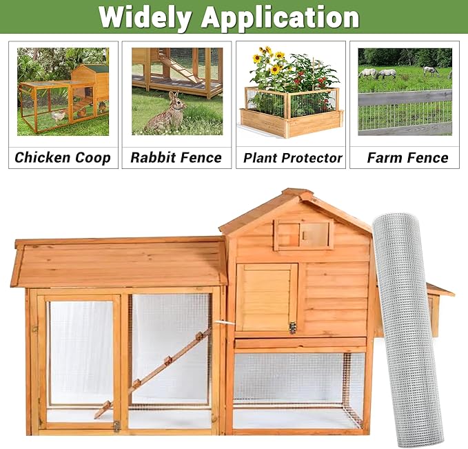 48 in x 100 ft 1/2 inch Hardware Cloth 19 Gauge Wire Fencing Galvanized Welding Garden Fence Roll Square Mesh Chicken Rabbit Snake Cage Heavy Duty Welding Fencing