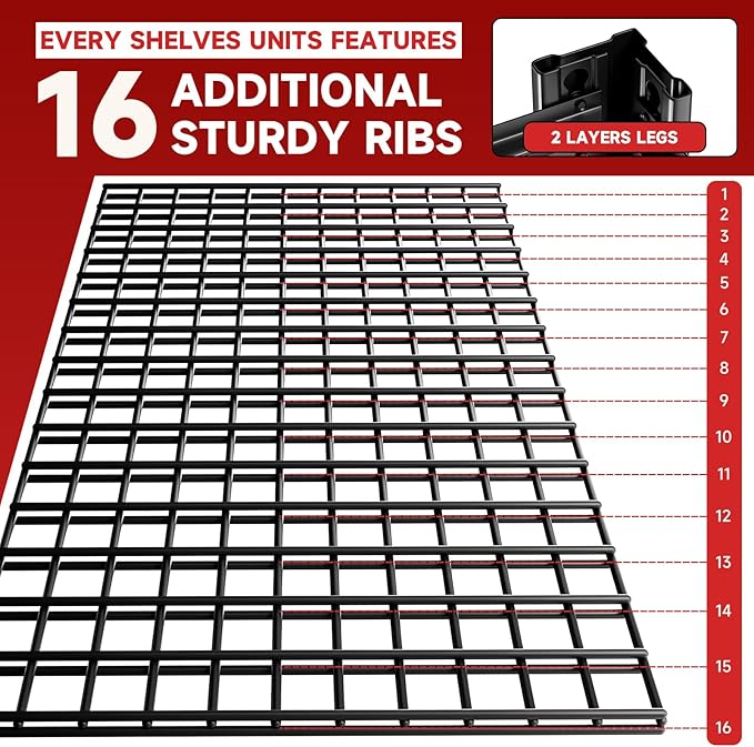 4-Tier 60”W Garage Shelving Heavy Duty 2500LBS Garage Storage Rack 60" W Basement Warehouse Storage Shelves Units Adjustable Metal Shelf for Garages(Black)