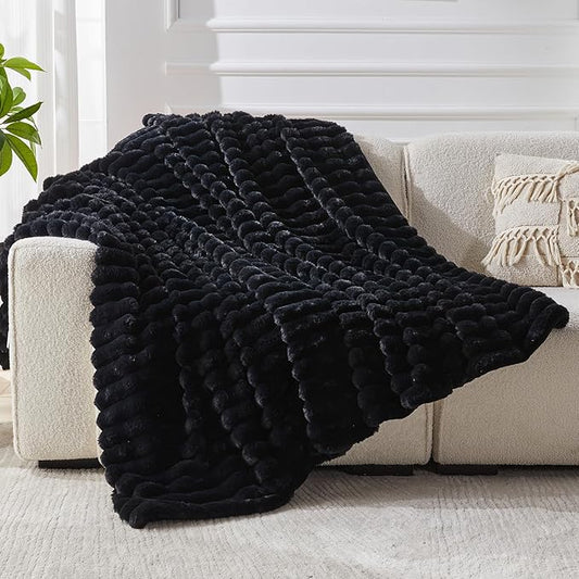 Faux Fur Throw Blanket for Couch, 1000 GSM Cozy Fuzzy Fluffy Soft Plush Thick Bubble Sherpa Blanket for Sofa Bedroom Living Room, Mothers Day Birthday Gifts for Women Home Decor