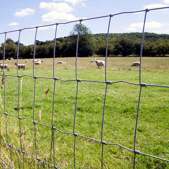 Livestock Fence, 4ft x 164ft Galvanized Cattle Fence, Heavy Zinc Coating Wire Fencing,Farm Fence for Hog Goat Deer Horse
