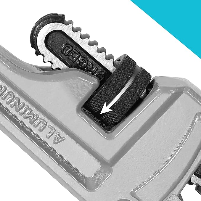DURATECH 14-inch Heavy Duty Aluminum Straight Pipe Wrench, Adjustable Plumbing Wrench, Drop Forged, Exceed GGG standard