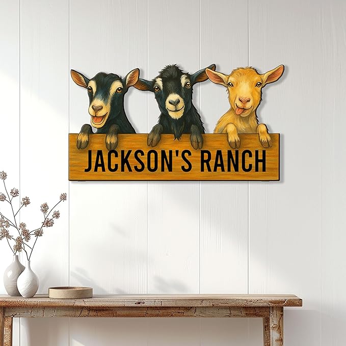 Personalized Goat Metal Sign, Custom Farm Animal Sign for Porch Fence Yard – Home Decor Gift for Goat Owner, Farmers, Homesteaders, Birthday or Housewarming Gift