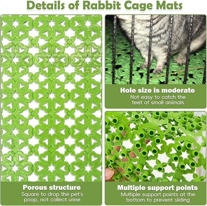 kathson 12PCS Rabbit Feet Pad Plastic Cage Mat Floor Mats Bunny Hole Leak Water Pads for Pet Cats Dogs Hamster Rat Chinchilla Guinea Pig and Other Small Animals