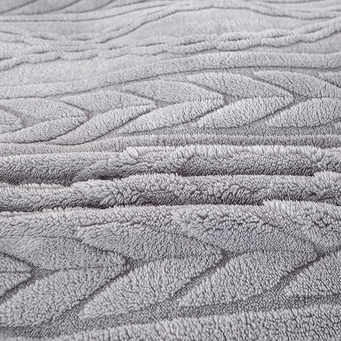 YUSOKI Sherpa Queen Size Blanket(Without Pillows)-3D Stylish Design Super Soft Blankets for Teen Girls Women Couch Bed Sofa Chair Men Boys Gift(Light Grey,90"x90")