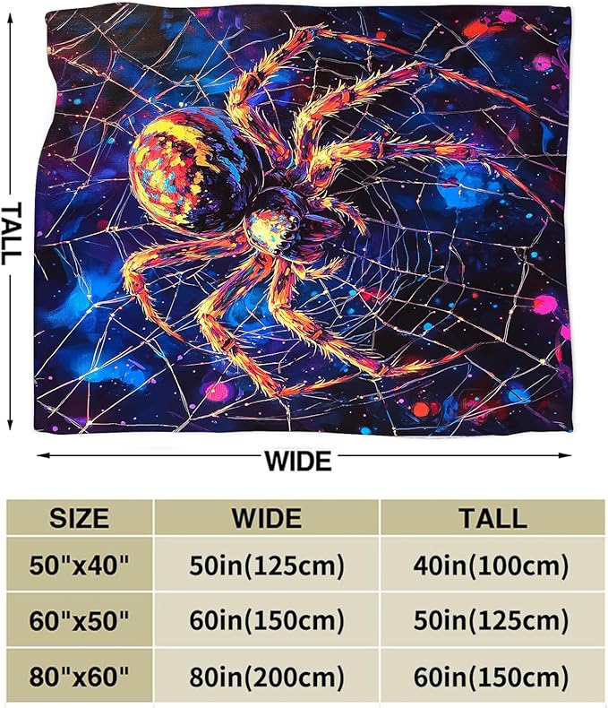 Spider Throw Blanket Spider Web Gifts for Dad Men Boys Plush Cozy Flannel Fleece Fuzzy Party Blankets 50"X40"