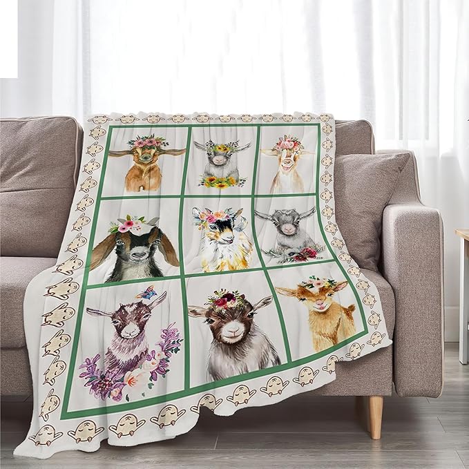 Cute Lamb Blanket Goat Sheep Baby Decor Throw Blanket Super Warm Soft Plush Fleece Flannel Farmhouse Blanket Gifts for Girls Kids Women Boys for Winter Couch Bedding 60"X80"