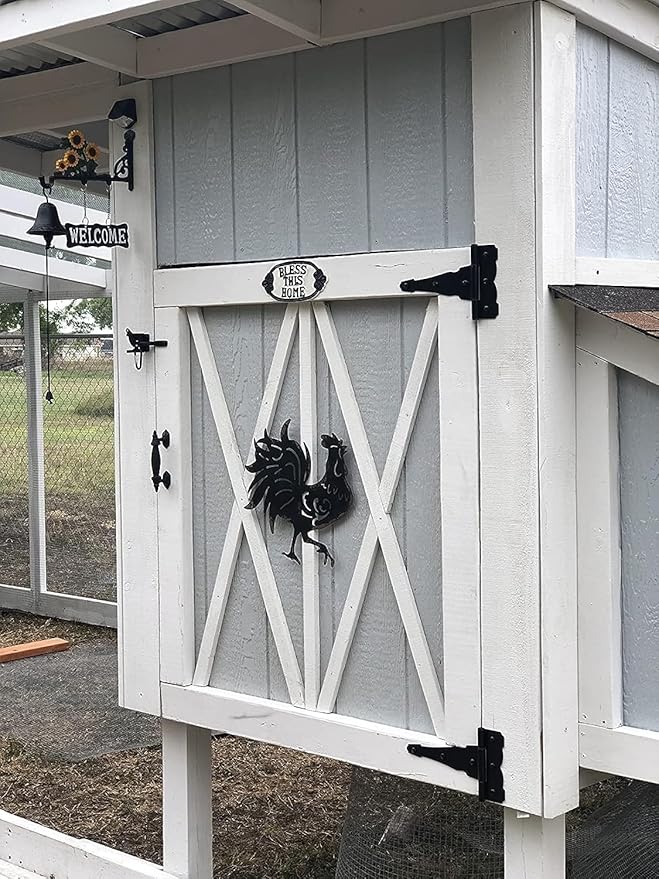 HOME MASTER HARDWARE 4 in Decorative T Strap Hinge Shed Storage Gate Strap Hinge Barns Door Tee Hinges with Screws Black 10 Pack