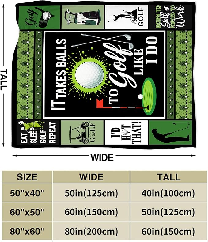 Golf Blanket, Golf Sport Throw Blanket, Golfing Gifts Blankets Stuff Fleece Flannel Plush for Golfers Men Women Lovers Adults Soft Bedding Gift for Sofa Bed Office Home Decor 40"X50"