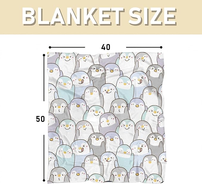 Cute Penguin Blanket for Women Girls Kids Adults 40" x 50", Flannel Throw for Sofa Couch Bed Living Room, Gifts for Animal Lovers