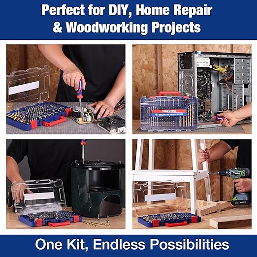 WORKPRO Drill Bit Set, 120-Pieces Impact Driver Bits Set and Screwdriver Bits Set for Screw Driving and Wood Metal Drilling with Storage Case, 1/4" Hex Shank