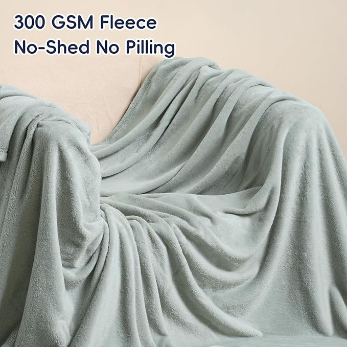 PHF Ultra Soft Fleece Blanket King Size, No Shed No Pilling Luxury Plush Cozy 300GSM Lightweight Blanket for Bed, Couch, Chair, Sofa Suitable for All Season, 108" x 90", Jasper Stone