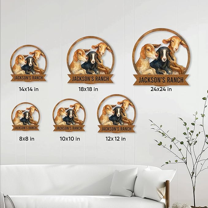 Personalized Goat Metal Sign, Custom Farm Animal Sign for Porch Fence Yard – Home Decor Gifts for Goat Owner, Farmers, Homesteaders, Birthday or Housewarming Gift