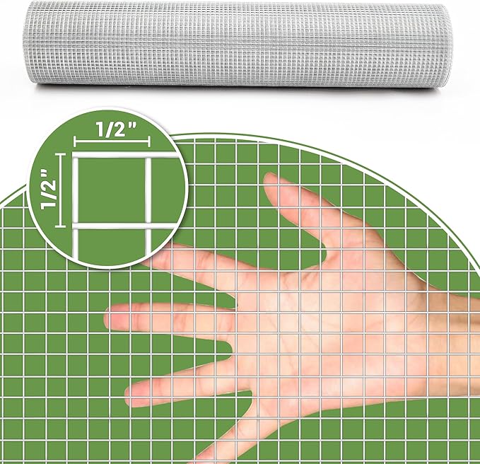 48 in x 100 ft 1/2 inch Hardware Cloth 19 Gauge Wire Fencing Galvanized Welding Garden Fence Roll Square Mesh Chicken Rabbit Snake Cage Heavy Duty Welding Fencing