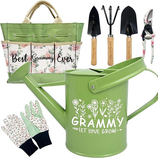 Gifts for Grammy Christmas, Gardening Kit Grammy Gifts from Grandkids Floral Gardening Tools and Durable Garden Tools Organizer Tote, Ideal Gardening Gift for Women on Birthday Plant Lover Present