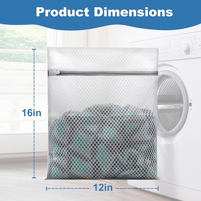 Laundry Bags for Delicates, Upgraded Honeycomb & Fine Mesh, Extra Durable with Sturdy Zippers, Protect Clothes in Washing Machine – Laundry Essentials for Home, College & Dorm, 12 x 16 Inch 4-Pack