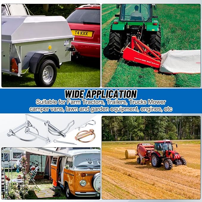 230Pcs Heavy Duty Pin Assortment Kit, Hitch Pins, Clip Pins, Linch and PTO Pins for Truck Towing Mowing, Farm Equipment, Lawn Mowers, 3 Point Accessories Tractor Attachments