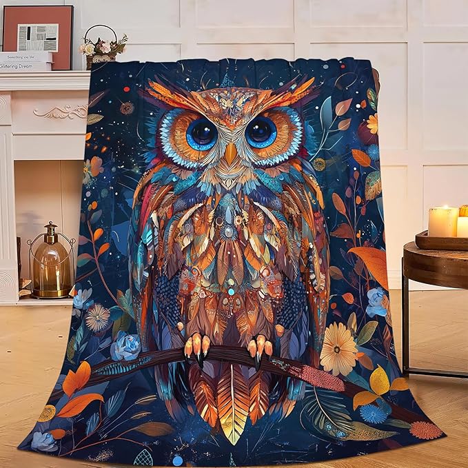 Owl Blanket Owls Throw Blanket Soft Warm Cozy Fuzzy Plush Owl Throw Blanket Gifts for Girls Women Owls Lightweight Fleece Flannel Gift Blankets for Kids Adults 60"X80"