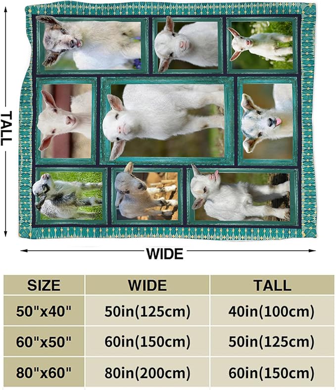 Cute Goat Blanket, Farmhouse Animal Throw Blankets, Goats Fuzzy Plush Blanket Ultra Soft for Goat Lover Gift Kids Teens Women Men Girls Boys Stuff Decor for Home Bedding Sofas Couch Camping 60"X50"