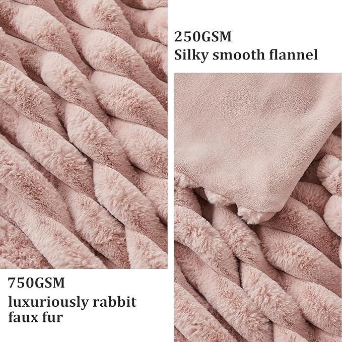 Faux Fur Throw Blanket for Couch, 1000 GSM Cozy Fuzzy Fluffy Soft Plush Thick Bubble Sherpa Blanket for Sofa Bedroom Living Room, Mothers Day Birthday Gifts for Women Home Decor