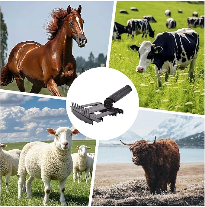 Horse Brush, Livestock Grooming Comb, Portable Equine Hair Removal Brush, Durable Handle Mane Tail Cleaning Tool, for Pet Cattle Horse Goat Sheep Stable Farm Outdoor Care Daily Use Groomer Supplies