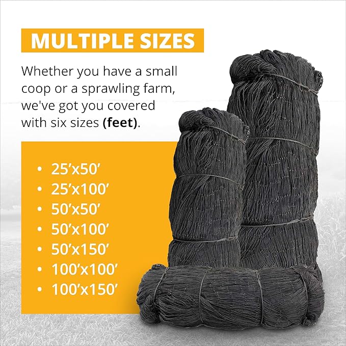 Stromberg’s 2” Mesh Heavy Duty Knotted Aviary Netting, UV Resistant Polyethylene Fiber for Game Birds, Pheasants & Poultry, 85 Lbs Break Strength Durable Against Weather and Predators, Size 25' x 25'