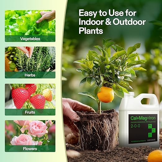 VIVOSUN Cal+Mag+Iron (2-0-0), Calcium, Magnesium & Iron Supplement, Liquid Nutrient Fertilizer for All Plants, Concentrated Plant Food for Soil/Soilless Cultivation, Hydroponics, 1 Quart