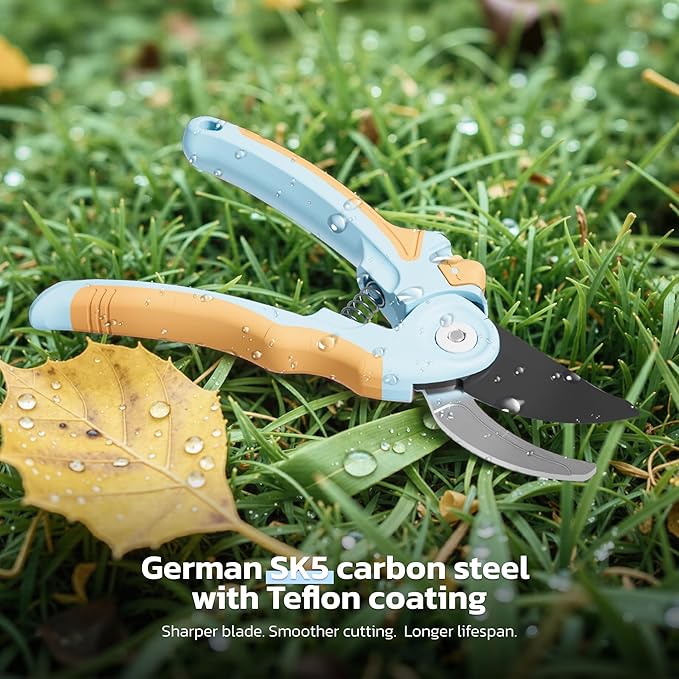 NEXON Garden Pruning Shears 2 Pack, 8" Bypass Hand Pruner & 6.25" Precision Garden Scissors, Professional Garden Clippers for Plants and Flowers