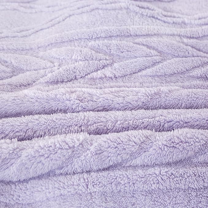 YUSOKI Sherpa Twin XL Blanket(Without Pillows)-3D Stylish Design Super Soft Blankets for Teen Girls Women Couch Bed Sofa Chair Men Boys Gift(Lavender Fog,65"x90")