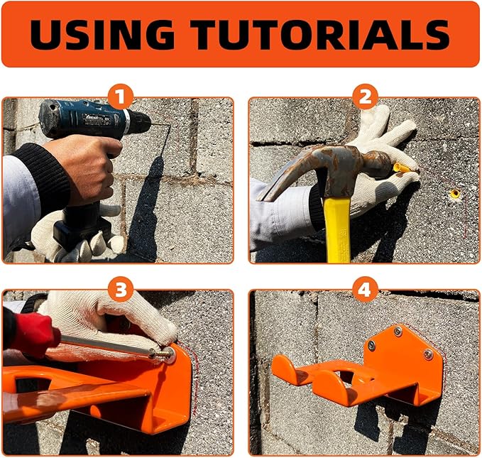 Weedeater Hanger, 4 Pack Weed Eater Hanger for Wall, Heavy Duty Weed Wacker Hooks for Garage, Garage Organization Storage Shed Organizer Mounted Trimmer Rack