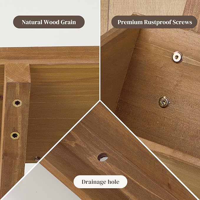 3-Tier Wooden Vertical Raised Garden Bed with Legs, Tiered Planter Box, Vertical Garden Planter,Wood Plant Stand Wood Flower Rack for Patio, Balcony, Freestanding. (Brown-Large)