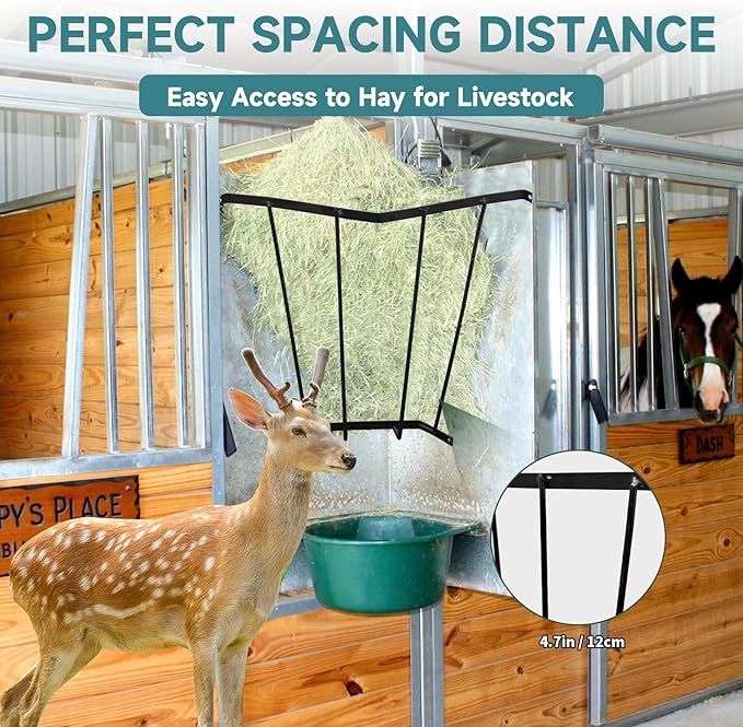 Corner Hay Rack Carbon Steel Hay Feeder Blanket Holder 23.3 x 13.2 x 21.7In Wall Mounted Hay Rack Hay Feeder for Horses Goats Farm Indoor and Outdoor Use