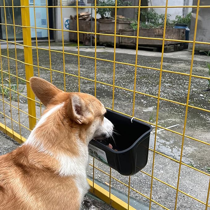 6 Pack Goat Feeders Hanging 3.5 Quart Chicken Feeder Waterer Trough, Goat Mineral Feeder Fence Feeder for Livestock Poultry, Duck, Black